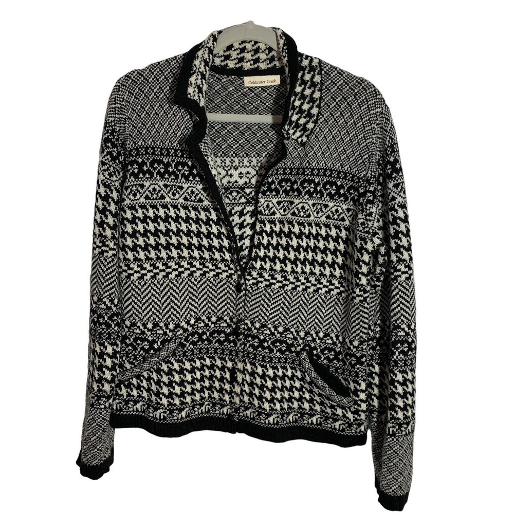 Coldwater Creek Womens Size Medium Button Up Wool Blend Fair Isle Cardigan